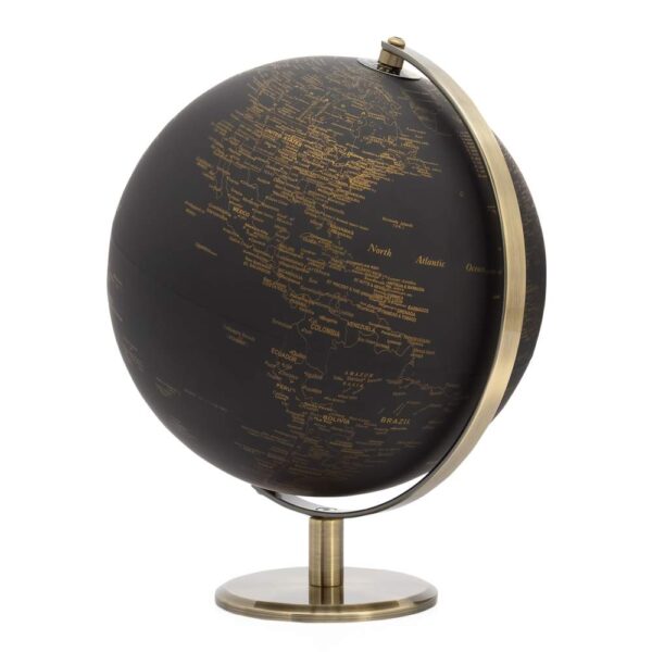 Black and Gold Vintage Globe 9.5"