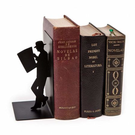 Leaning Man Bookend with old books