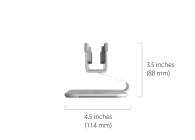 Rain Design mTower Vertical Laptop Stand DImensions Front