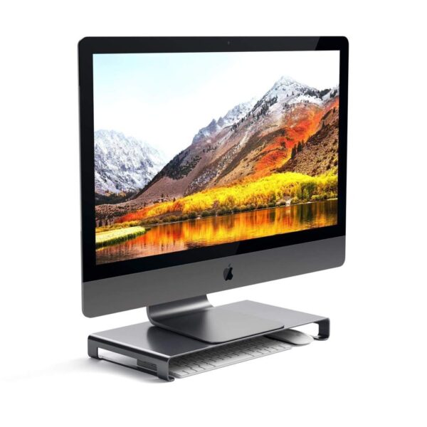 Satechi monitor stand - aluminum desk riser space grey with Mac