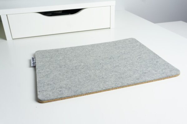 Wool and Cork mousepad - Pebble Grey