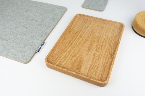 Beaverpeak wood accessory tray on desk