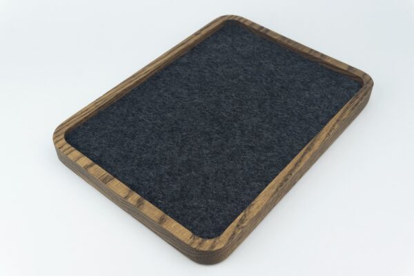 Walnut Wood Jewelry Tray - Charcoal (Black) inner lining
