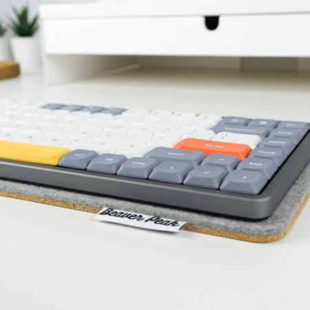 Wool Keyboard Mat Grey with Nuphy Air75 keyboard, closeup